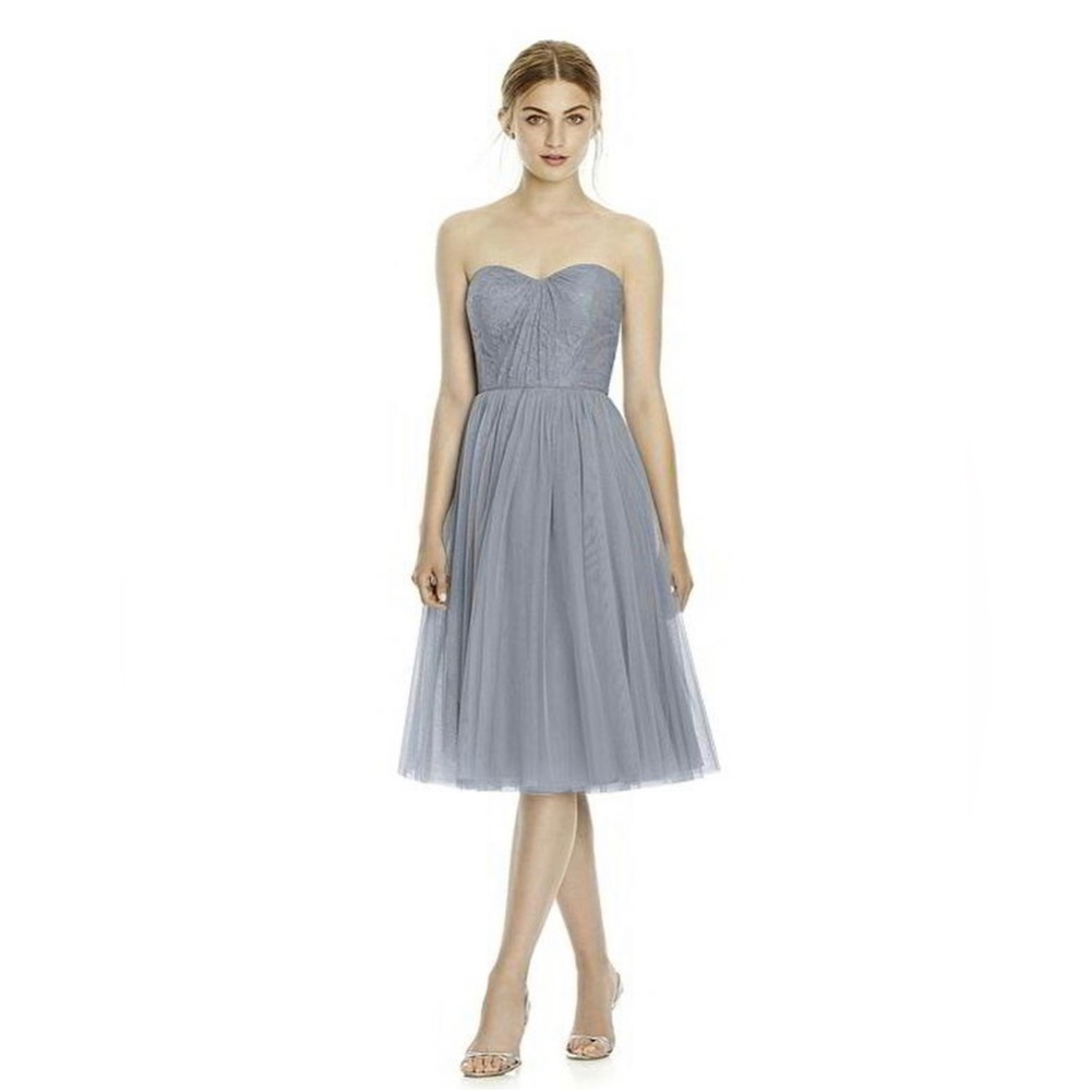 NEW Jenny Yoo JY535S Knee Length Bridesmaid Dress Platinum 12 Prom